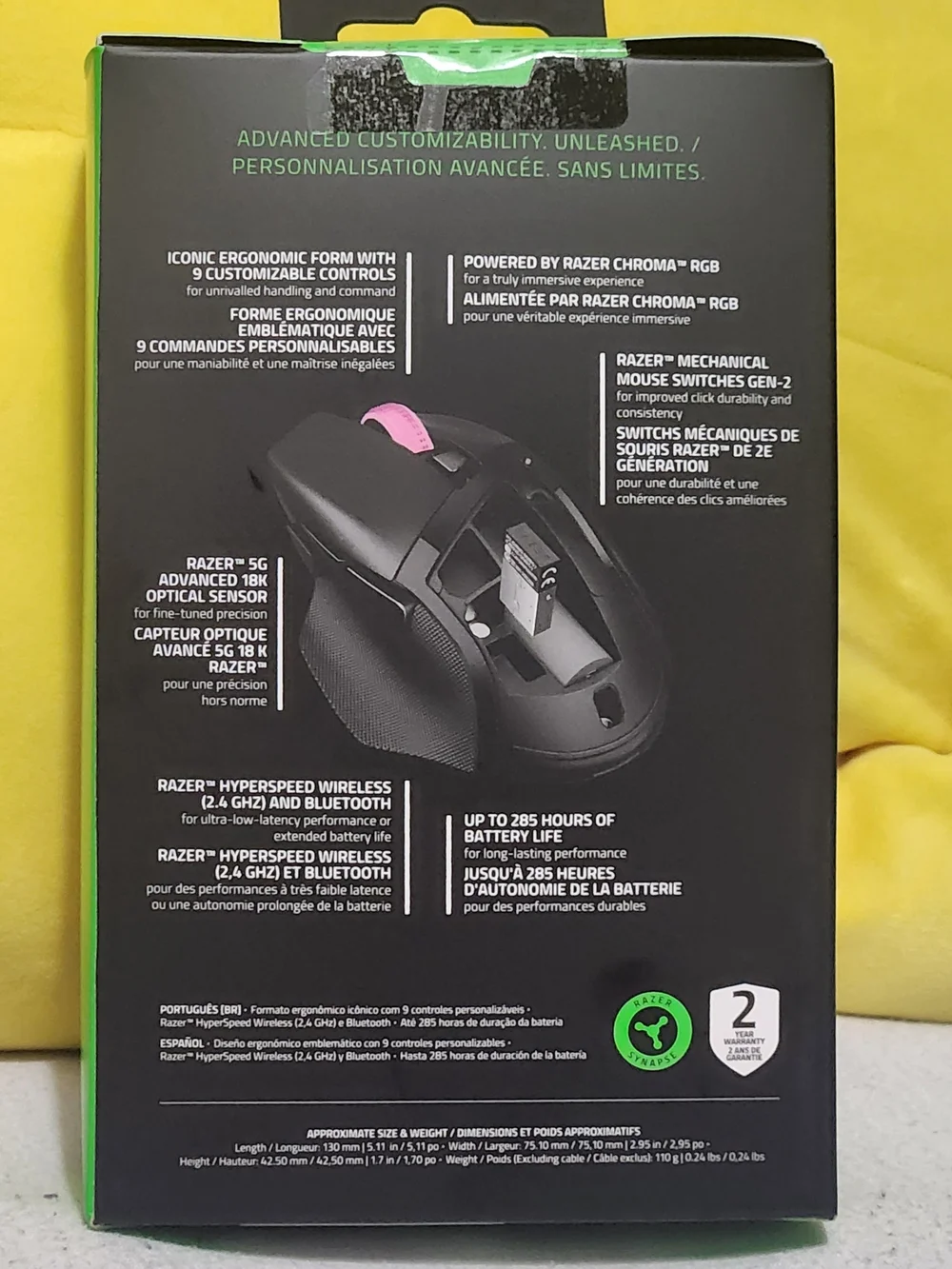 Razer Basilisk V3 X HyperSpeed Wireless Gaming Mouse - Black with Green Accent